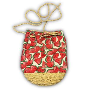 H&M Watermelon Print Straw Basket Bag